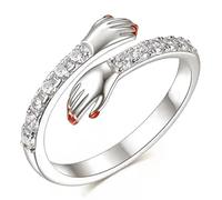SILBERTALE Anello da abbraccio, da donna, in argento Sterling 925, regolabile, anello dell'amicizia, misura 54