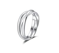 SILBERTALE Anello in argento 925, nodo intrecciato, 3 anelli, argento sterling 925, anello da donna, 3 in 1, anxiety sollievo girevole, Smalto, argento