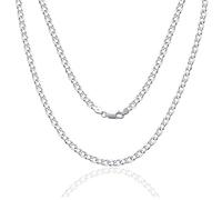 SILBERTALE Collana a catena in argento Sterling 925, da donna, da uomo, sottile, larghezza 2/3/4 mm, catena super piatta in vero argento con confezione regalo, 20 inches, Argento sterling