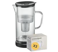 SILBERTHAL Caraffa filtrante vetro 3L - 3x filtri - compatibile brita Maxtra - Riduce calcare