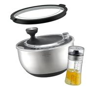 SILBERTHAL Centrifuga per Insalata Acciaio Inox 4,5L - con Coperchio ermetico e Dressing Shaker - Senza BPA - Lavabile in lavastoviglie - Antiscivolo