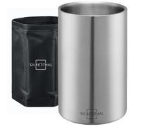 SILBERTHAL Glacette per Vino Acciaio Inox Raffredda Bottiglie Refrigeratore | Secchiello ghiaccio doppia parete con 2 buste refrigeranti - per vino, spumante e champagne - accessori vino, porta bottiglie