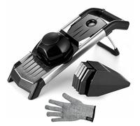 SILBERTHAL Mandolina a V acciaio inox - 5 lame, guanto e protezione | Taglio uniforme e senza impegno - Sicura - Salva spazio - Lavabile in lavastoviglie