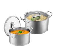 SILBERTHAL Set 2 pentole inox 3,5+5L - Induzione - Coperchi in vetro