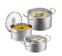 SILBERTHAL Set 3 pentole inox 2,5+3,5+5L - Induzione - Coperchi in vetro