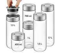 SILBERTHAL Set 6 barattoli vetro impilabili - 1,7/1,5/1,3/1/0,7/0,4L