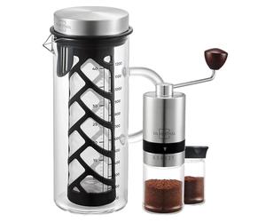 SILBERTHAL Set macinacaffe e caraffa Cold Brew - Acciaio inox e vetro | Ideale come regalo per gli amanti del caffè - Ideale per l’estate