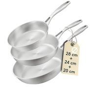 SILBERTHAL Set padelle acciaio inox 20,24 e 28 cm - Per induzione e tutti i tipi di cucine - Padelle acciaio induzione