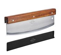 SILBERTHAL Tagliapizza acciaio inox - Taglia pizza professionale grande - Coltello mezzaluna da cucina in legno