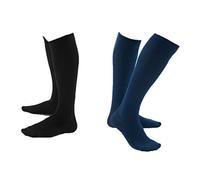 SILCA 2 paia calza gambaletto uomo riposante a compressione graduata media confort 15 mmHg cotone sulla pelle XL (43/44), nero/blu