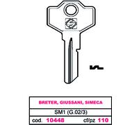 Silca CHIAVE ASC SM1 (G.VAC 3) BRETER, GIUSSANI, SIMECA 100 PZ