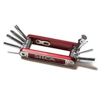 SILCA NOVE Multiutensile | 9 strumenti chiave minimalista | utensili multifunzione in acciaio con finitura cromata temprata | barre laterali in alluminio con portaoggetti magnetico | 85 grammi