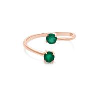 SILCASA Anello bypass in onice verde - pietra preziosa naturale con due pietre regolabili - pietra portafortuna di maggio - cristallo calmante per meditazione e regalo K 1/2 oro rosa, K 1/2, Pietra