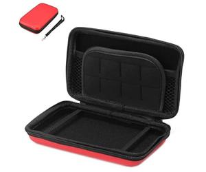 SILCOSTAR Carry Travel Storage EVA Hard Protective Case Cover for 2DS XL Console & Accessories with Double Zipper and 8 Game Holders for 2DS XL Game (Red)