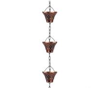 Sileduove Catena antipioggia per giardino e portico con finitura blu bronzo e collegamento geometrico senza tempo in metallo, catena decorativa per pioggia (colore bronzo)