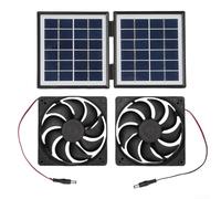 Sileduove Kit di ventilazione a pannello solare con doppia ventola per uso interno ed esterno, camper, serra, sistema di controllo della temperatura IP65 (nero)