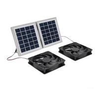 Sileduove Kit di ventilazione a pannello solare con doppia ventola per uso interno ed esterno, camper, serra, sistema di controllo della temperatura IP65 (grigio)