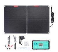 Sileduove Kit pannello solare pieghevole da 60 W con opzioni di controllo per sistemi da 12 V, con clip, connettore OBD II, ventose e cavi di ricarica (C)