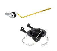 Sileduove Set di maniglie e flapper per WC in ABS elettrolitico, con asta dorata, per una riparazione efficiente del serbatoio delle perdite e un facile rinnovamento del bagno (nero)