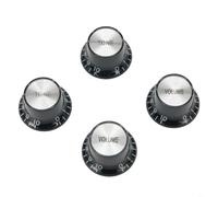 Sileduove Set di manopole di controllo per chitarra, 2 volumi, 2 toni, argento, per Gibson Les per SG, compatibili con pentole da 6 mm, in alluminio, acrilico, nero, parti di ricambio trasparenti