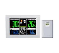 Sileduove Stazioni meteorologiche con sensore esterno wireless per la casa, mostra temperatura umidità previsioni pressione aria e allarme per uso domestico o ufficio
