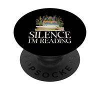 Silence I'm Reading Amante dei libri Wildflower Reading Bookworm PopSockets PopGrip Adesivo