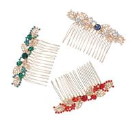 SILENRADAWN 3 Pezzi Set 3 Pettini Laterali in Metallo con Strass Colorati a Forma di Fiore - Pettine per Cotonare e Decorativo per Chioma da Sposa e Damigelle - Accessori Eleganti per