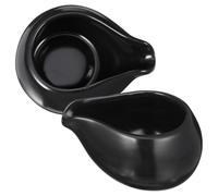SILENRADAWN Brocche in Ceramica 2 Pezzi per Salsa e Latte, Contenitori per Salse e Condimenti Multifunzionali, Adatti per Cucina Domestica, Bar e Ristoranti, Colore Nero, Design Semplice