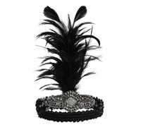 SILENRADAWN Fascia per Chioma Vintage Donna Cristalli e Piume Nera, Elegante e Confortevole, Taglia Unica per Feste di Natale e Party in Stile Charleston