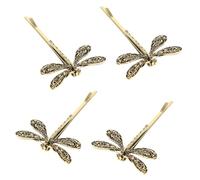 SILENRADAWN Mollettoni Design Vintage a Forma di Libellula Set 4 in Lega di Zinco Oro Eleganti e Delicati per Chioma Donna per Quotidiano e Feste