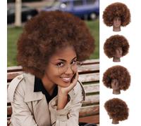 SILENRADAWN Parrucca in Materiale Resistente al Calore Afro Corta Riccia per Donne Nere Design Afro Confortevole per Matrimoni e Feste Disco