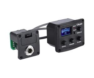 SILENRADAWN Pickup per Ukulele Equalizzatore a 3 Bande, Tuner Digitale e Display Lcd, Plastico Nero, Risposta in Frequenza 20hz-20khz, per Chitarra Acustica