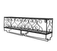 SILENRADAWN Porta Bicchiere da Parete in Ferro Nero Design Classico, Organizzatore Vino Sicuro e Drenaggio Rapido, Supporto per 6 Bottiglie e Calici per Cucina e Bar