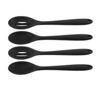 SILENRADAWN Set 4 Cucchiai da Cucina Facili da Pulire in Silicone Nero Resistenti al Calore Design Elegante e Moderno per Cucinare e Mescolare Comodità