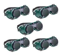 SILENRADAWN Set 5 Pezzi Occhiali da Saldatura Coperchio Ribaltabile, Occhiali Protettivi Oscuranti in Plastica Fascia Regolabile, per Saldatura Industriale e Lavori di Molatura, Taglio