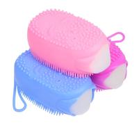 SILENRADAWN Spugne Scrub Corpo in Silicone 3 Pezzi Doppia Faccia Esfoliante Spazzola da Bagno per Schiena Morbida e Leggera Corda Appesa per Uso Quotidiano e Viaggi