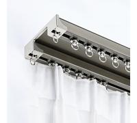 Silent Aluminum Double Track Ceiling Mounted Sliding Rail System, 2,2 m Divisorio per camera da letto, soggiorno, ospedale - finitura champagne, perfetto per tende e Ains.