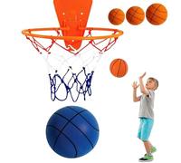 Silent Basketball Hoop, Silent Basketball and Hoop Set, Indoor Wall Mounted Silent Basketball Set, Mini Quiet Soft Foam Basketball Dribbling No Noise, Dribble and Shoot for Home Use (Blue,M(8.3in))