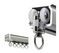 Silent - Binario per tenda in alluminio, 110400 cm, divisorio singolo per la privacy, soluzione per la privacy per balcone, grigio, 220 cm/2 x 110 cm, facile installazione e