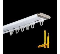 Silent Curtain Track System - Binario da soffitto regolabile da 3 m, con ruote, ideale per divisori e tende da balcone, facile installazione, perfetto per la decorazione della casa (bianco)
