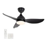 Silent Dimmerabile Ceiling Fan with Remote Control 6 Speed DC Motor Reversible LED Light Fixture Perfect for Bedroom & Living Room Timer Function Included
