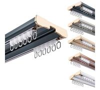 Silent Double Ceiling Curtain Rail Kit, 270 cm Alluminio Drapery Track per soggiorno e camera da letto, scorrimento facile, design salvaspazio, colore blu.