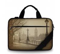 Silent Monsters - Borsa per laptop da 17,3", in tela con tasca per accessori, motivo: Big Ben