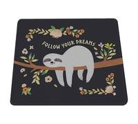 Silent Monsters Tappetino Mouse 24 x 20 cm piccolo, Bradipo, con Bordo Cucito, Durevoli, antiscivolo e silenzioso, gioco, ufficio, casa, lavabile, arrotolabile, Tappetini per il Gaming Mousepad
