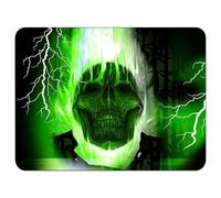 Silent Monsters Tappetino Mouse 24 x 20 cm piccolo, Teschio verde, Bordo tagliato al laser, Durevoli, antiscivolo e silenzioso, gioco, ufficio, casa, lavabile, arrotolabile, Tappetini Gaming Mousepad