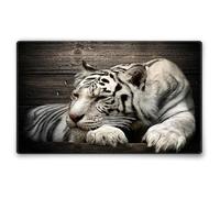 Silent Monsters Tappetino Mouse 24 x 20 cm piccolo, Tigre bianca, con Bordo Cucito, Durevoli, antiscivolo e silenzioso, gioco, ufficio, casa, lavabile, arrotolabile, Tappetini per il Gaming Mousepad