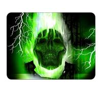 Silent Monsters Tappetino Mouse 36 x 25 cm, Teschio verde, Bordo tagliato al laser, Durevoli, antiscivolo e silenzioso, gioco, ufficio, casa, lavabile, arrotolabile, Tappetini per il Gaming Mousepad