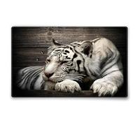 Silent Monsters Tappetino Mouse 36 x 25 cm Tigre bianca, con Bordo Cucito, Durevoli, antiscivolo e silenzioso, gioco, ufficio, casa, lavabile, arrotolabile, Tappetini per il Gaming Mousepad