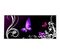 Silent Monsters Tappetino Mouse XXL 90 x 40 cm, Grande, Farfalla viola, con Bordo Cucito, Durevoli, antiscivolo e silenzioso, gioco ufficio casa lavabile arrotolabile, Tappetini per il Gaming Mousepad