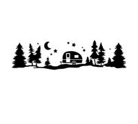 Silent Mountain Wilderness Solitary Car Mountain Graphic Decoration Decalcomania in vinile Accessori for la messa a punto dell'auto Adesivi for auto(Black,60X15CM)